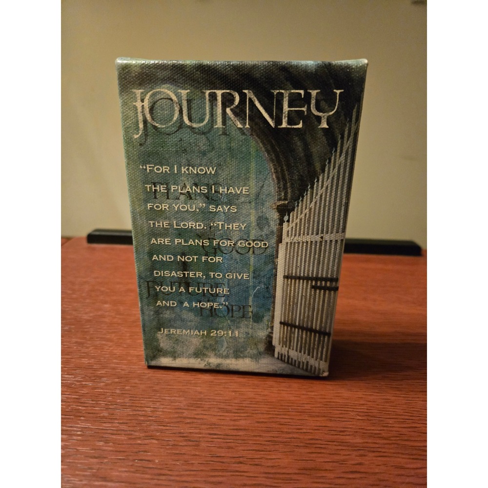 Jeremiah 29:11 Journey Mini Canvas Tabletop Art Scripture Decor Blue Green
